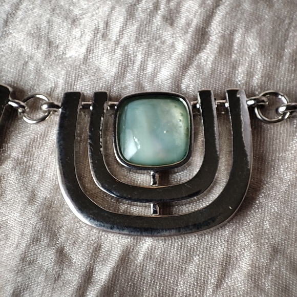 Christopher and Banks Silver Tone Statement Necklace NWT Light Blue Swirls Ocean - Picture 13 of 13